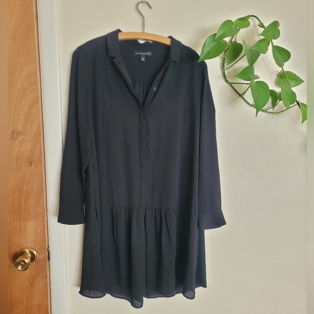 Banana Republic | Slightly Sheer Black Tunic Blouse